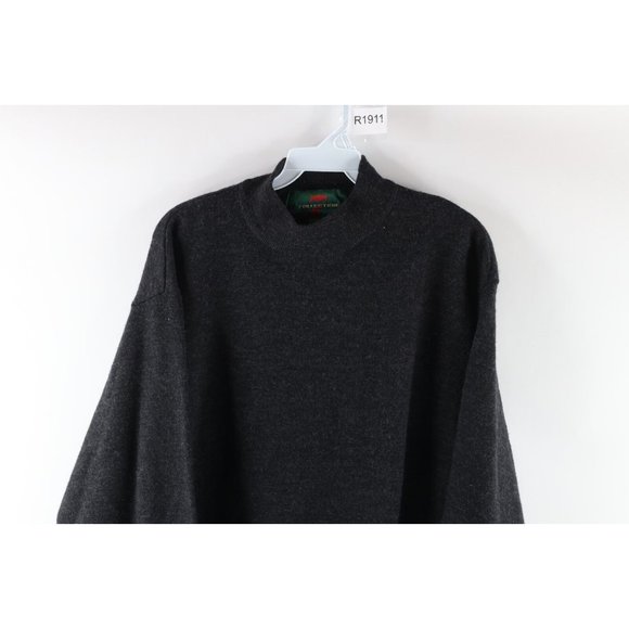 Vtg 90s Streetwear Womens 2XL Blank Wool Knit Mock Neck Sweater Charcoal Gray - Picture 2 of 7